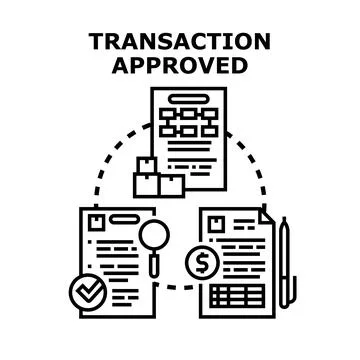 Transaction approved workflow documentation process concept Stock Illustration