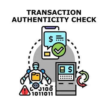 Transaction authenticity check concept vector illustration Illustrazione stock