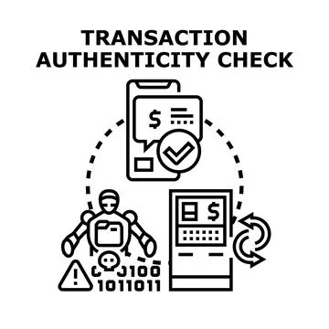 Transaction authenticity check concept vector illustration Stock Illustration