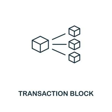 Transaction Block outline icon. Thin line style design from blockchain icons Stock Illustration