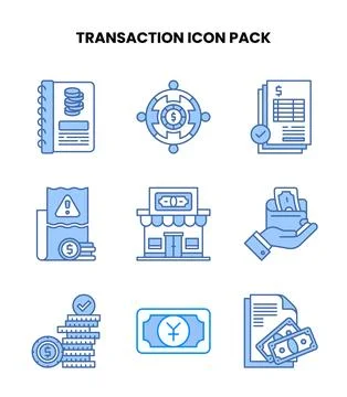 Transaction Blue Bundle Icons Pack Stock Illustration