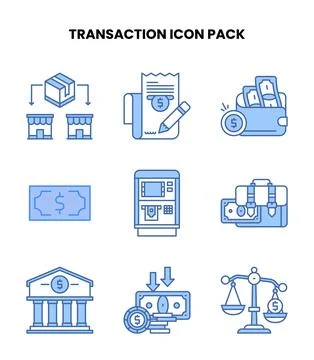 Transaction Blue Graphics Icons Pack Stock Illustration