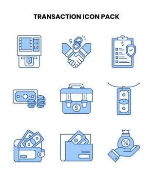 Transaction Blue UI Icons Pack Stock Illustration