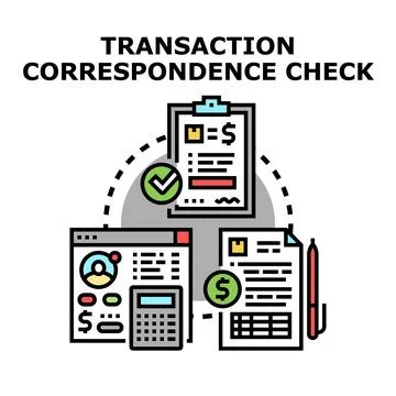 Transaction correspondence check flat vector illustration process Stock Illustration