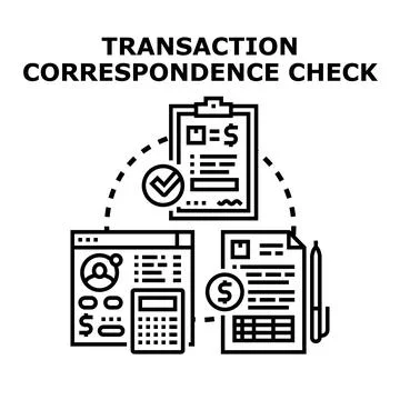 Transaction correspondence check flat vector illustration process Stock Illustration