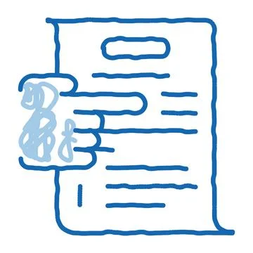 Transaction document pointer doodle icon hand drawn illustration Stock Illustration