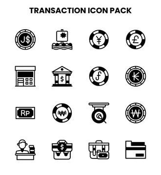 Transaction DuoTone Set Icons Pack Stock Illustration