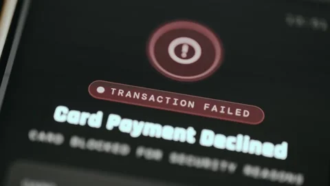 Transaction Failed, Card payment declined status on screen Stock Footage 333384473