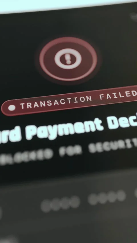 Transaction Failed with card payment declined alert Stock Footage 333386745