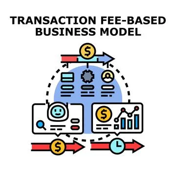 Transaction fee based business model concept illustration Stock Illustration