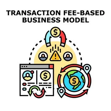 Transaction fee based business model illustration Stock Illustration