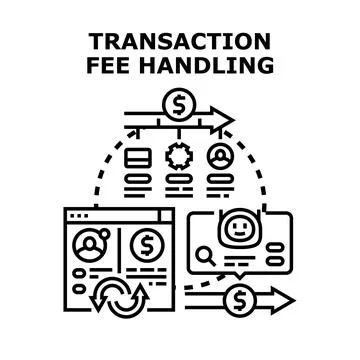Transaction fee handling process with financial operations Stock Illustration