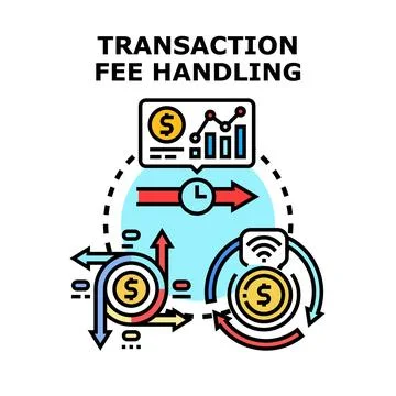 Transaction fee handling process with financial data analysis Stock Illustration