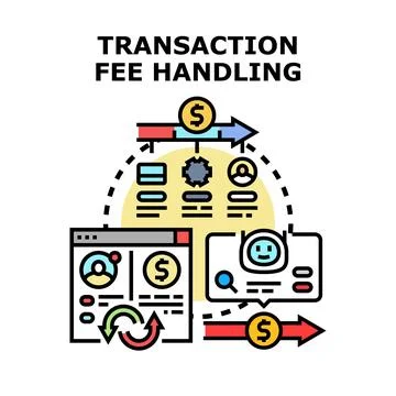 Transaction fee handling process with financial operations Stock Illustration