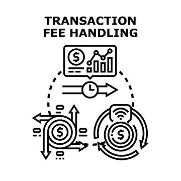 Transaction fee handling process with financial data analysis Stock Illustration
