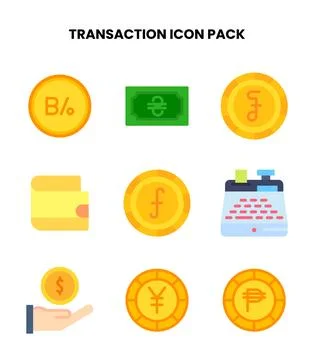 Transaction Flat Bundle Icons Pack Stock Illustration