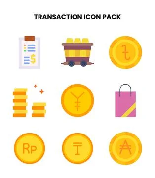 Transaction Flat Design Icons Pack Stock Illustration