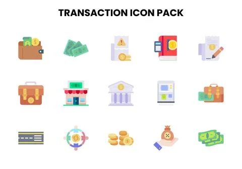 Transaction Flat Design Icons Pack Иллюстрация