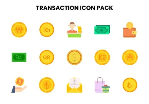 Transaction Flat Icons Pack Stock Illustration