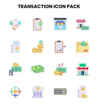 Transaction Flat Scalable Icons Pack Stock Illustration