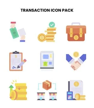 Transaction Flat SVG Icons Pack 스톡 일러스트