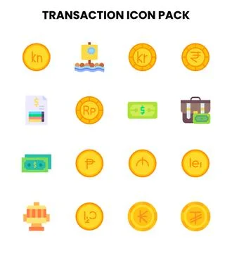 Transaction Flat SVG Icons Pack Stock Illustration