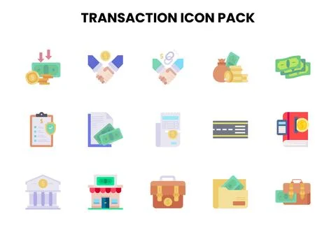 Transaction Flat UI Icons Pack Stock Illustration