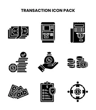 Transaction Glyph Bundle Icons Pack Stock Illustration