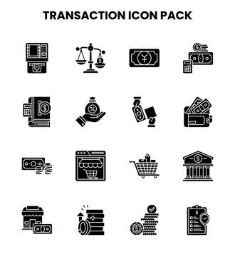 Transaction Glyph Bundle Icons Pack Stock Illustration