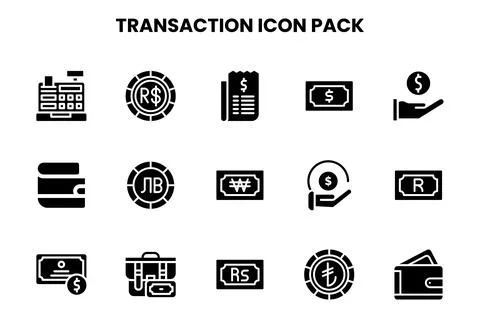 Transaction Glyph Scalable Icons Pack Stock Illustration