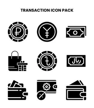 Transaction Glyph UI Icons Pack Stock Illustration