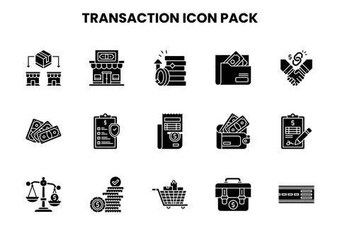 Transaction Glyph UI Icons Pack Stock Illustration
