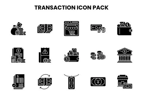 Transaction Glyph UI Icons Pack Stock Illustration