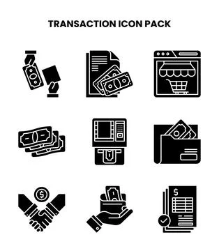 Transaction Glyph Vector Icons Pack Stock Illustration
