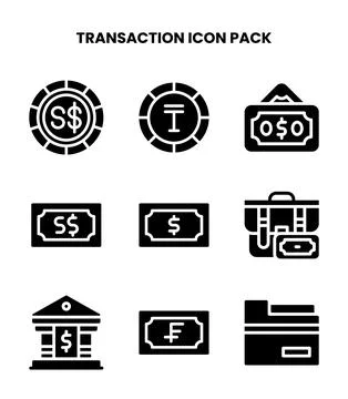 Transaction Glyph Vector Icons Pack Stock Illustration
