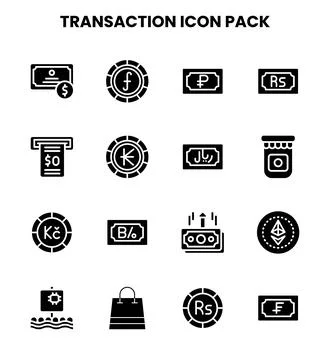 Transaction Glyph Vector Icons Pack Stockillustratie