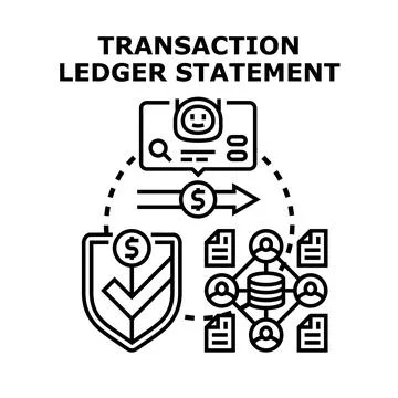 Transaction ledger statement concept for finance and security Stock Illustration