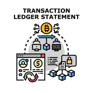 Transaction ledger statement illustrating decentralized blockchain finance Stock Illustration