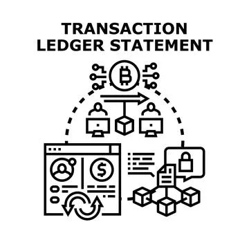 Transaction ledger statement illustrating decentralized blockchain finance Stock Illustration