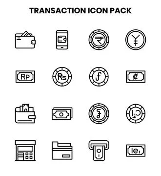 Transaction Line Bundle Icons Pack Stock Illustration
