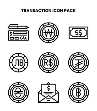 Transaction Line Collection Icons Pack Stock Illustration