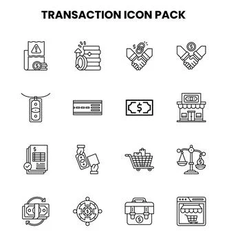 Transaction Line Graphics Icons Pack Stock Illustration