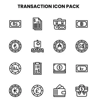 Transaction Line Graphics Icons Pack Stock Illustration