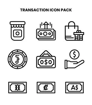 Transaction Line Icons Pack Stock Illustration
