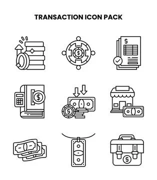 Transaction Line Icons Pack Stock Illustration