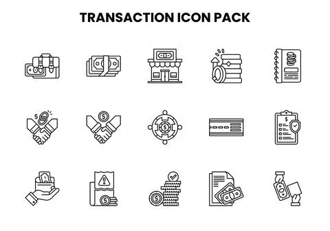 Transaction Line Scalable Icons Pack Illustrazione stock