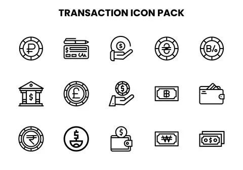 Transaction Line Set Icons Pack Stock Illustration
