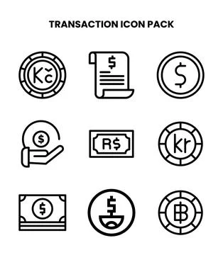 Transaction Line UI Icons Pack Stock Illustration