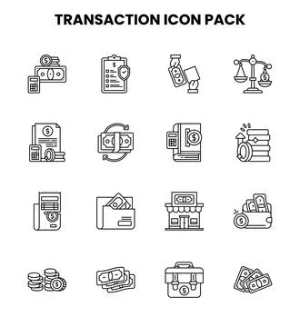 Transaction Line Vector Icons Pack Stock Illustration