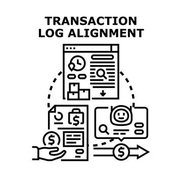 Transaction log alignment financial data processing concept Stock Illustration